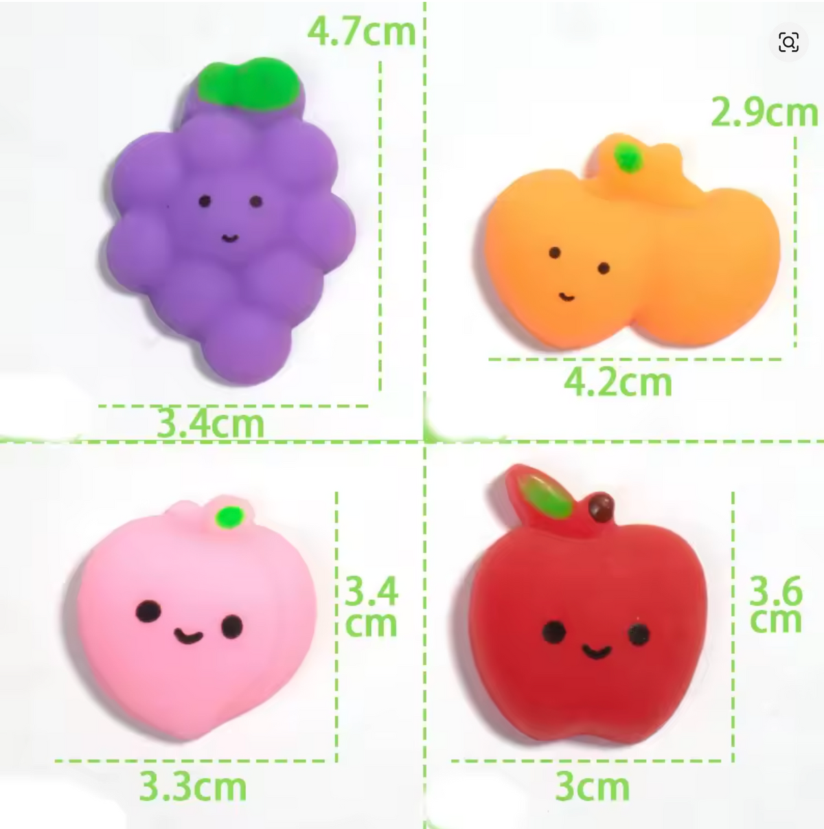 Close view of assorted mini squishy designs from the 100-piece mixed event pack